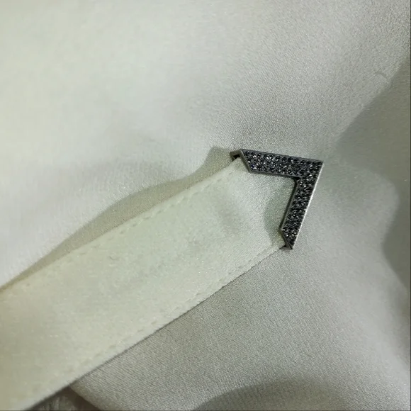 NWT Valentino 100% Silk Swarovski Embellished Tie Neck Blouse - Picture 5 of 15